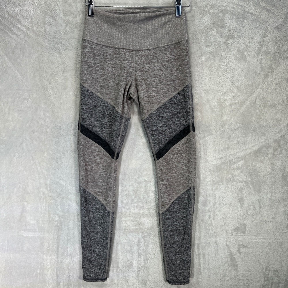Alo Yoga Sheila Alosoft Color Block Leggings Heather Gray High Rise Womens Small